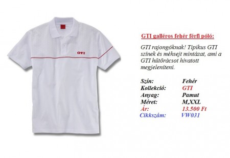 GTI galléros fehér férfi póló